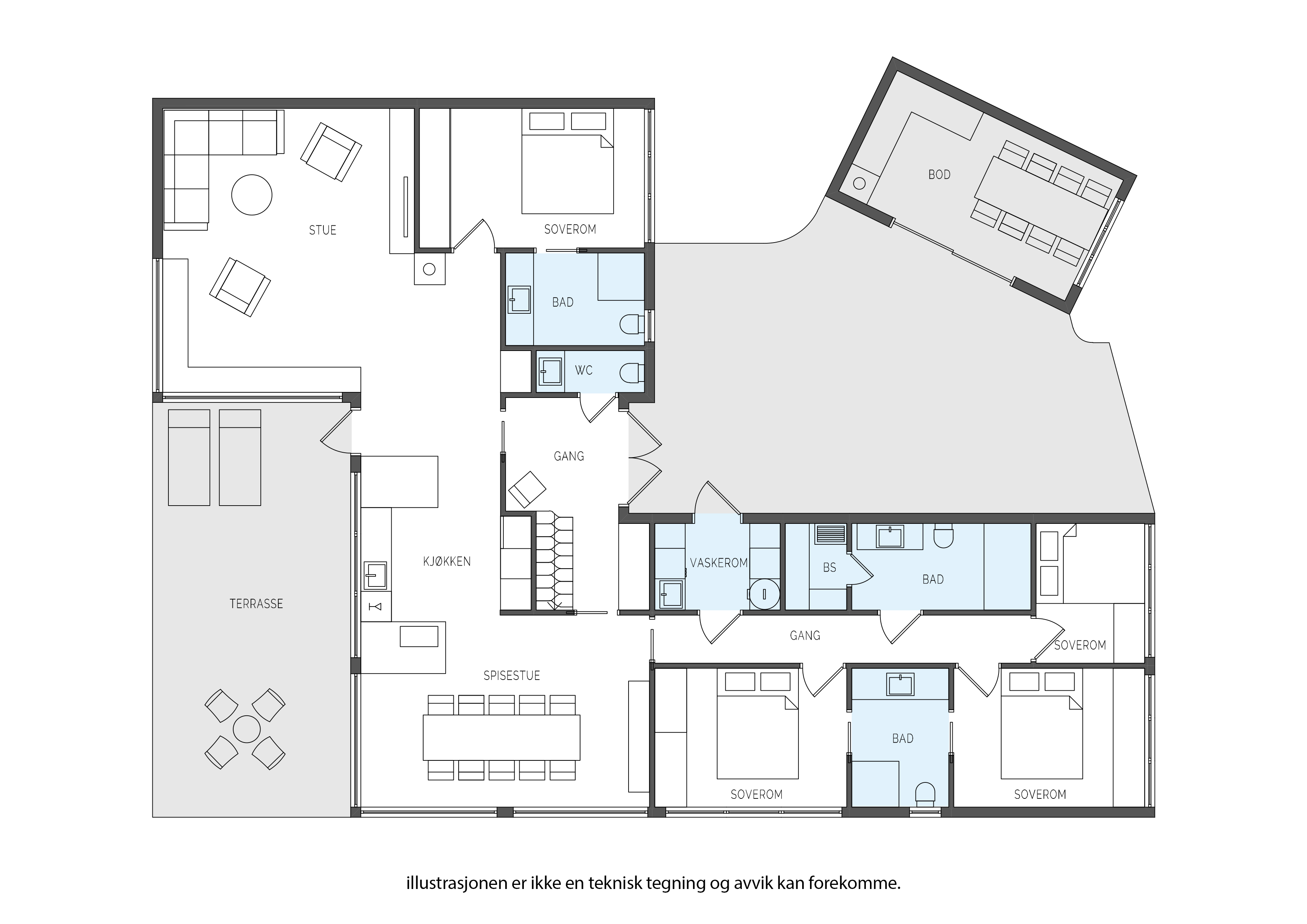 Sirdalveien -  2D black  white_Etg1_2D